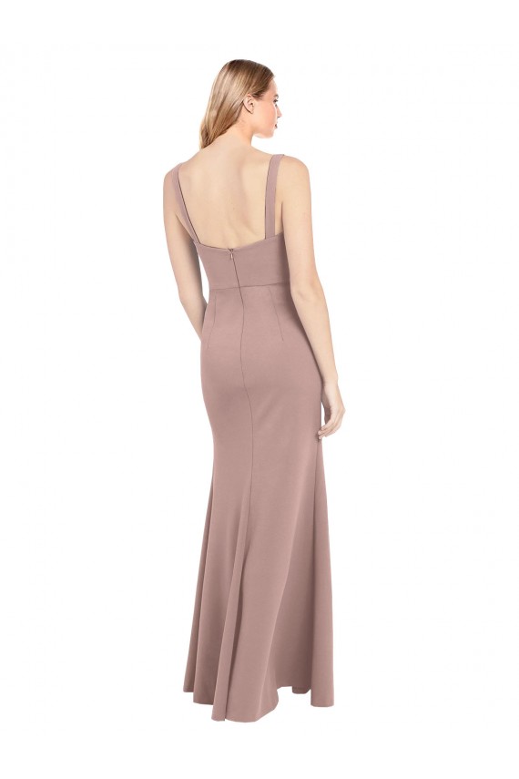 Achat Rose poussiéreux Sirène Col Carré Col Haut Crêpe Stretch Longue Robes demoiselle d'honneur / Robes de bal