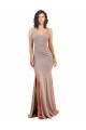 Achat Rose poussiéreux Sirène Col V Crêpe Stretch Longue Formelles Robes demoiselle d'honneur / Robes de soirée / Robes de bal