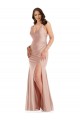 Achat Rose poussiéreux Sirène Col V Satiné Soyeux Longue Formelles Robes demoiselle d'honneur / Robes de soirée / Robes de bal