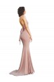 Achat Rose poussiéreux Sirène Col V Spandex Longue Formelles Robes demoiselle d'honneur / Robes de soirée / Robes de bal