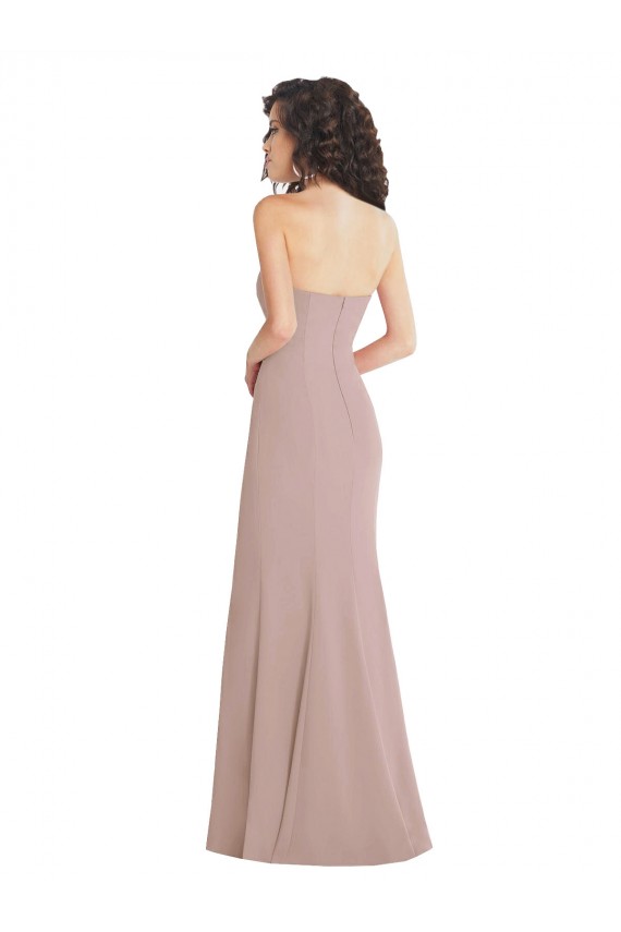Achat Rose poussiéreux Sirène Sans bretelle Crêpe Stretch Longue Formelles Robes demoiselle d'honneur / Robes de soirée / Robes de bal