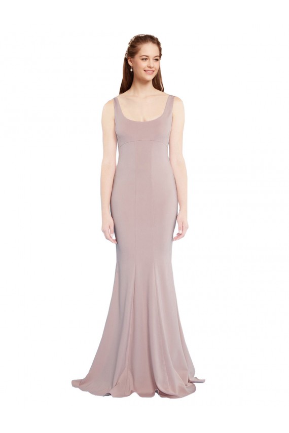 Achat Rose poussiéreux Sirène Scoop Crêpe Stretch Longue Formelles Robes demoiselle d'honneur / Robes de soirée / Robes de bal