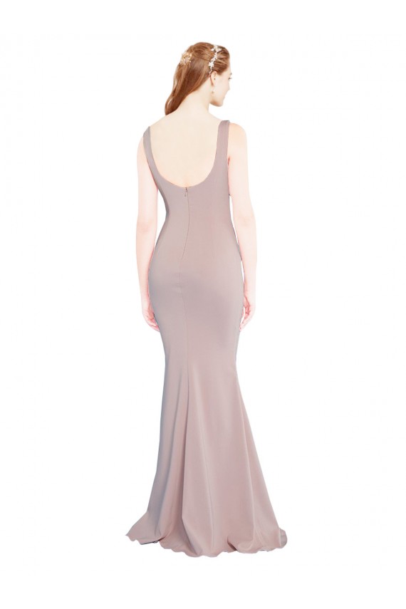 Achat Rose poussiéreux Sirène Scoop Crêpe Stretch Longue Formelles Robes demoiselle d'honneur / Robes de soirée / Robes de bal