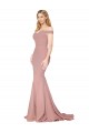 Achat Rose poussiéreux Sirène Épaule Dénudée Balayage train Crêpe Stretch Longue Formelles Robes demoiselle d'honneur / Robes de soirée / Robes de bal