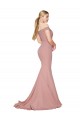 Achat Rose poussiéreux Sirène Épaule Dénudée Balayage train Crêpe Stretch Longue Formelles Robes demoiselle d'honneur / Robes de soirée / Robes de bal