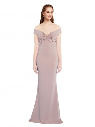 Achat Rose poussiéreux Sirène Épaule Dénudée Col V Crêpe Stretch Longue Formelles Robes demoiselle d'honneur / Robes de soirée / Robes de bal