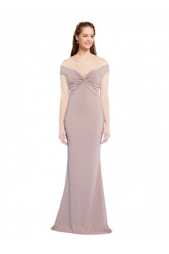 Achat Rose poussiéreux Sirène Épaule Dénudée Col V Crêpe Stretch Longue Formelles Robes demoiselle d'honneur / Robes de soirée / Robes de bal