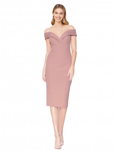 Achat Rose poussiéreux Sirène Épaule Dénudée Crêpe Stretch Courte Robes demoiselle d'honneur / Robes de soirée / Robes de cocktail
