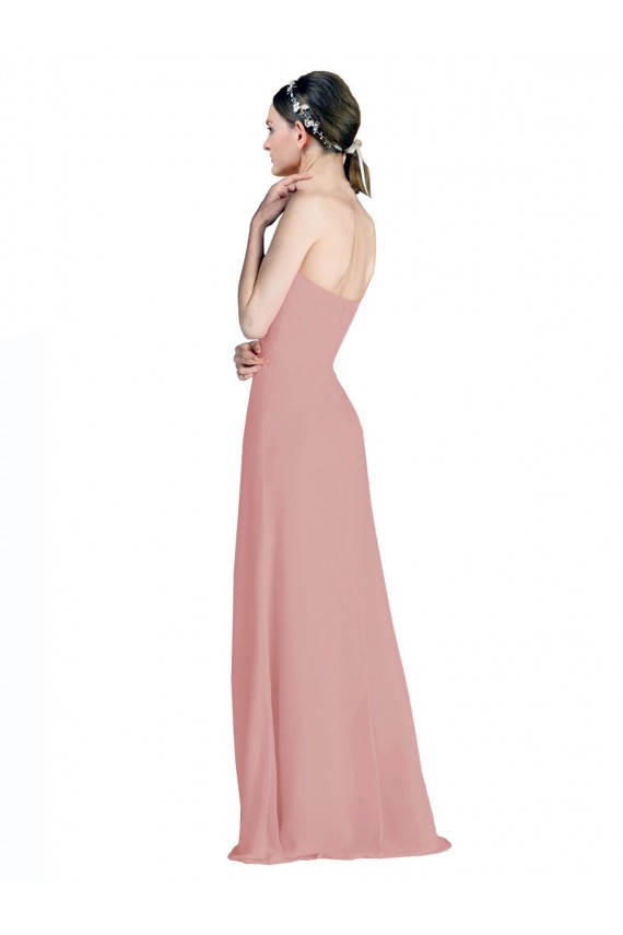 Achat Rose poussiéreux Trapèze Mousseline Longue Robes demoiselle d'honneur