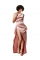 Achat Rose poussiéreux Trapèze Satiné Soyeux Longue Formelles Robes demoiselle d'honneur / Robes de soirée / Robes de bal