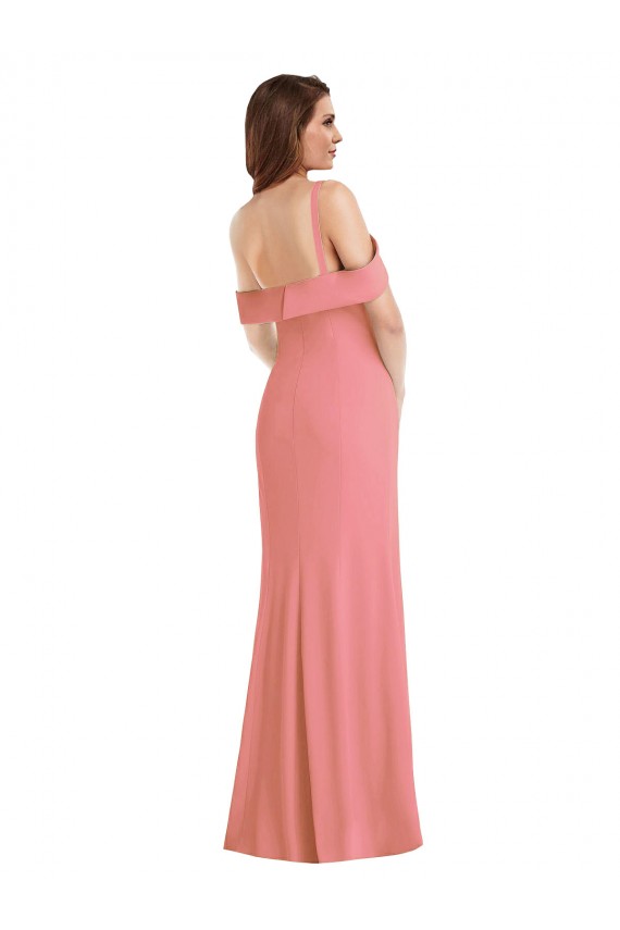 Achat Rose vif Trompette Crêpe Stretch Longue Robes demoiselle d'honneur / Robes de bal