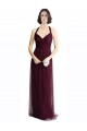 Achat Rouge 74 Trapèze Licou Col V Tulle Longue Robes demoiselle d'honneur