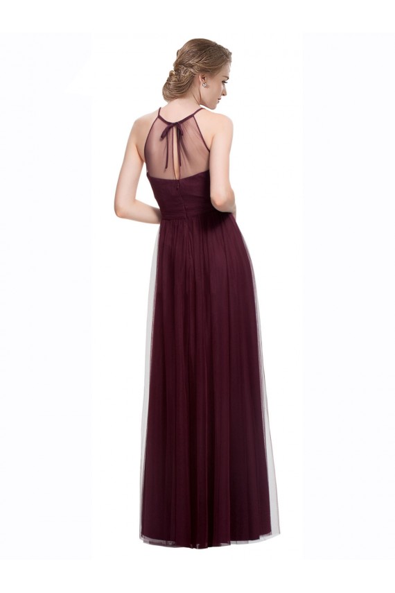 Achat Rouge 74 Trapèze Licou Illusion Tulle Longue Robes demoiselle d'honneur