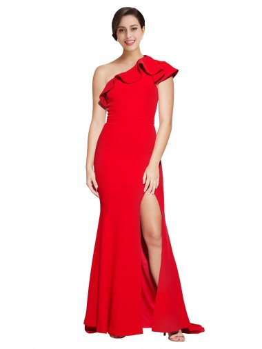 Achat Rouge Fourreau Balayage train Crêpe Stretch Longue Robes demoiselle d'honneur / Robes de bal