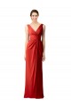 Achat Rouge Fourreau Col V Mousseline Longue Robes demoiselle d'honneur