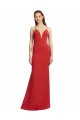 Achat Rouge Sirène Bretelles spaghetti Col V Crêpe Stretch Longue Formelles Robes demoiselle d'honneur / Robes de soirée / Robes de bal
