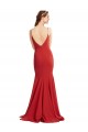 Achat Rouge Sirène Bretelles spaghetti Col V Crêpe Stretch Longue Formelles Robes demoiselle d'honneur / Robes de soirée / Robes de bal