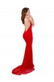 Achat Rouge Sirène Col Haut Dentelle Longue Formelles Robes demoiselle d'honneur / Robes de soirée / Robes de bal
