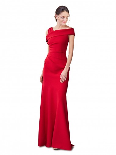Achat Rouge Sirène Crêpe Stretch Longue Formelles Robes demoiselle d'honneur / Robes de soirée / Robes de bal