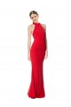 Achat Rouge Sirène Licou Col Haut Crêpe Stretch Longue Formelles Robes demoiselle d'honneur / Robes de soirée / Robes de bal