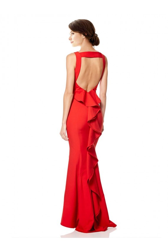Achat Rouge Sirène Licou Col Haut Crêpe Stretch Longue Formelles Robes demoiselle d'honneur / Robes de soirée / Robes de bal