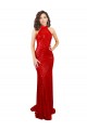 Achat Rouge Sirène Licou Col Haut Paillette Longue Formelles Robes demoiselle d'honneur / Robes de soirée / Robes de bal