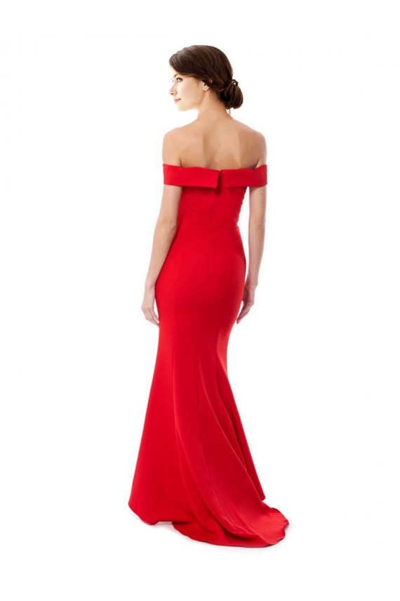 Achat Rouge Sirène Épaule Dénudée Crêpe Stretch Longue Formelles Robes demoiselle d'honneur / Robes de soirée / Robes de bal