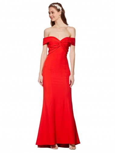 Achat Rouge Sirène Épaule Dénudée Crêpe Stretch Longue Formelles Robes demoiselle d'honneur / Robes de soirée / Robes de bal