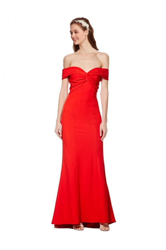 Achat Rouge Sirène Épaule Dénudée Crêpe Stretch Longue Formelles Robes demoiselle d'honneur / Robes de soirée / Robes de bal