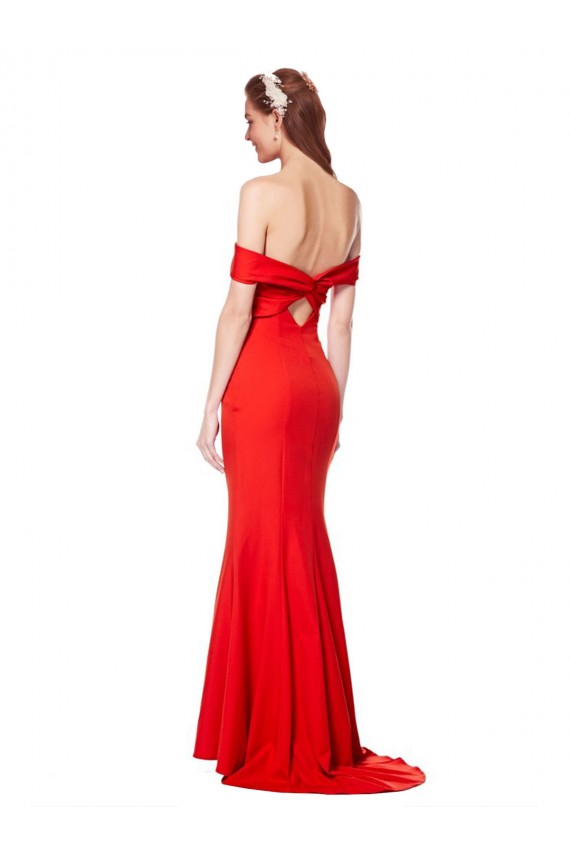 Achat Rouge Sirène Épaule Dénudée Crêpe Stretch Longue Formelles Robes demoiselle d'honneur / Robes de soirée / Robes de bal