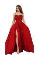 Achat Rouge Trapèze Bretelles spaghetti Col Carré Spandex Dentelle Longue Robes demoiselle d'honneur / Robes de bal