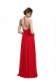 Achat Rouge Trapèze Bretelles spaghetti Col V Mousseline Longue Robes demoiselle d'honneur