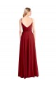 Achat Rouge Trapèze Bretelles spaghetti Col V Mousseline Longue Robes demoiselle d'honneur