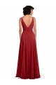 Achat Rouge Trapèze Col V Mousseline Longue Robes demoiselle d'honneur
