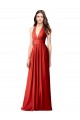 Achat Rouge Trapèze Licou Col V Mousseline Longue Robes demoiselle d'honneur