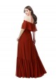 Achat Rouge Trapèze Épaule Dénudée Mousseline Longue Robes demoiselle d'honneur
