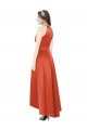 Achat Rouge Épice Trapèze Licou Satiné Longue Asymétrique Robes demoiselle d'honneur