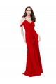 Achat Rouge foncé Trapèze Col V Mousseline Longue Robes demoiselle d'honneur
