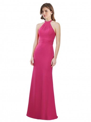 Achat Rubis Trapèze Licou Mousseline Longue Robes demoiselle d'honneur