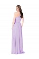Achat Safran Trapèze Col V Mousseline Longue Robes demoiselle d'honneur