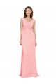 Achat Saumon Trapèze Col V Mousseline Longue Robes demoiselle d'honneur