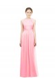 Achat Saumon Trapèze Licou Mousseline Longue Robes demoiselle d'honneur