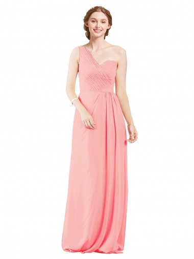 Achat Saumon Trapèze Mousseline Longue Robes demoiselle d'honneur