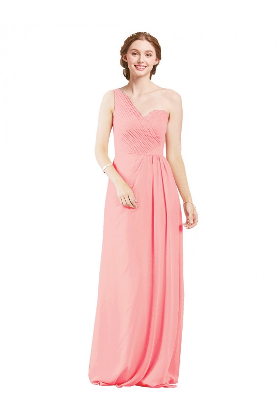 Achat Saumon Trapèze Mousseline Longue Robes demoiselle d'honneur