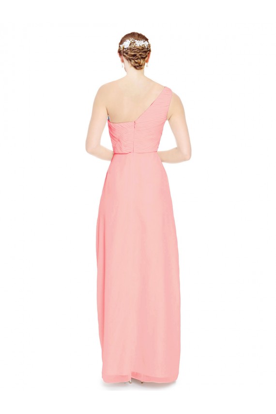 Achat Saumon Trapèze Mousseline Longue Robes demoiselle d'honneur