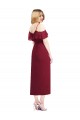 Achat Saumon Trompette Bretelles spaghetti Col V Mousseline Courte Asymétrique Robes demoiselle d'honneur