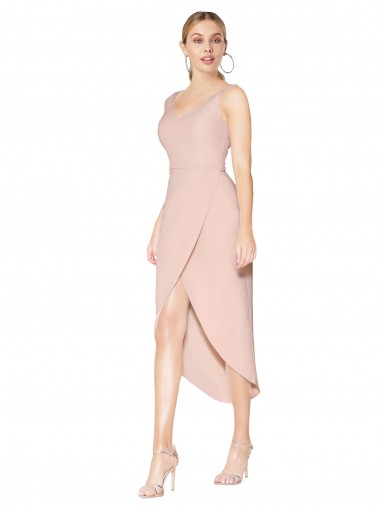 Achat Sirène Bretelles spaghetti Crêpe Stretch Courte Asymétrique Robes demoiselle d'honneur / Robes de soirée / Robes de cocktail