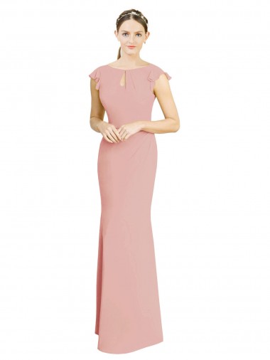 Achat Sirène Col Bateau Col Haut Mousseline Longue Robes demoiselle d'honneur
