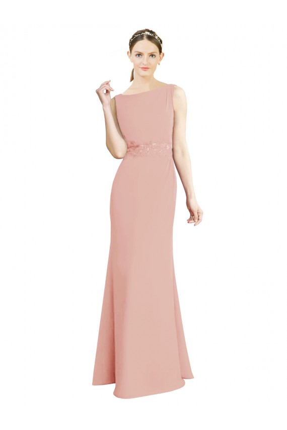 Achat Sirène Col Bateau Col Haut Mousseline Longue Robes demoiselle d'honneur