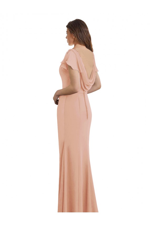 Achat Sirène Col Bateau Col Haut Mousseline Longue Robes demoiselle d'honneur / Robes de bal
